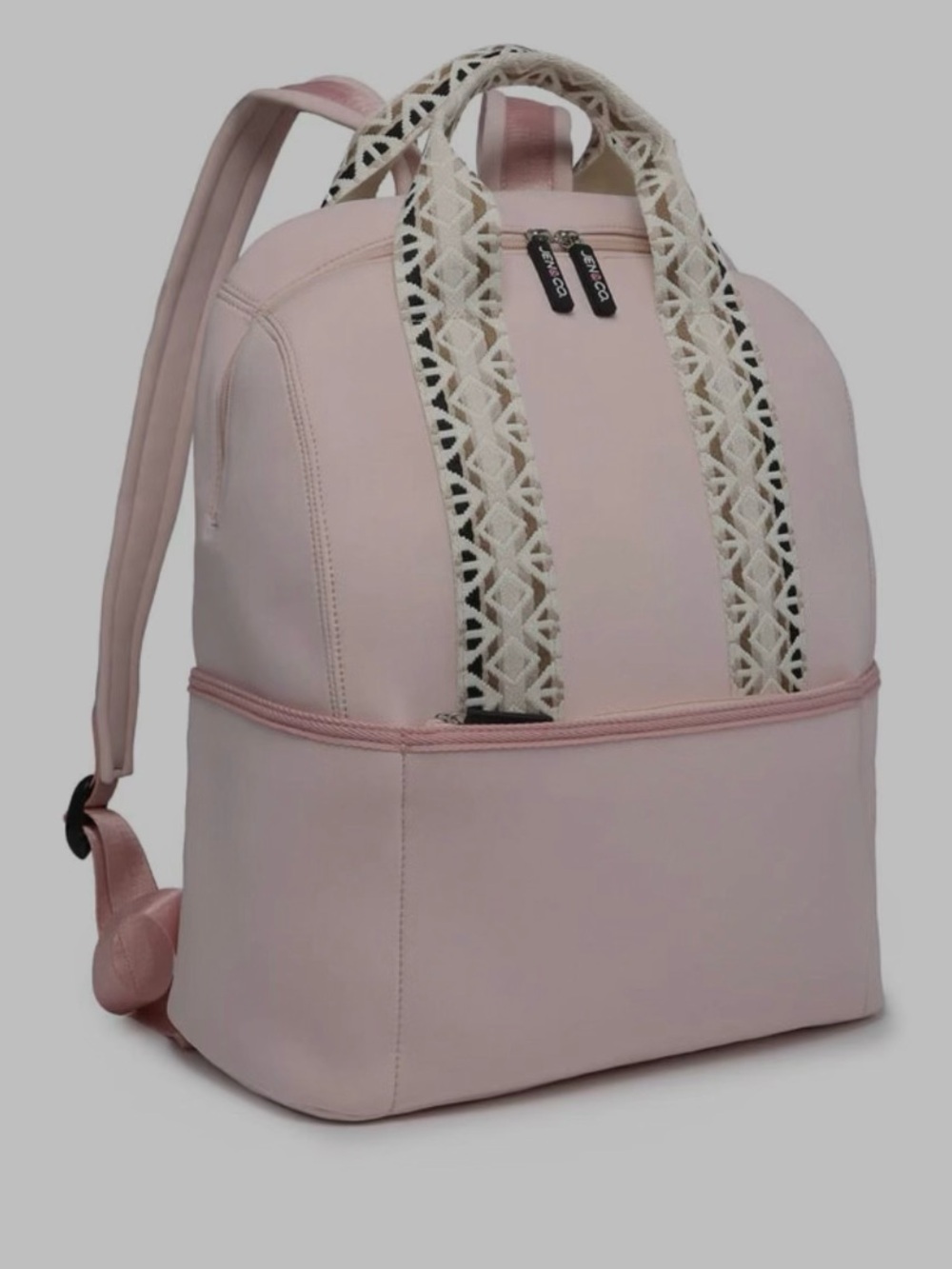 Everyday Blush Pink Women's Backpack with Decorative Woven Straps